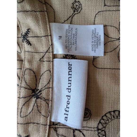 Alfred Dunner Beige Floral & Geometric Button-Up Shirt Jacket Sz 18 Linen Blend - Picture 5 of 8